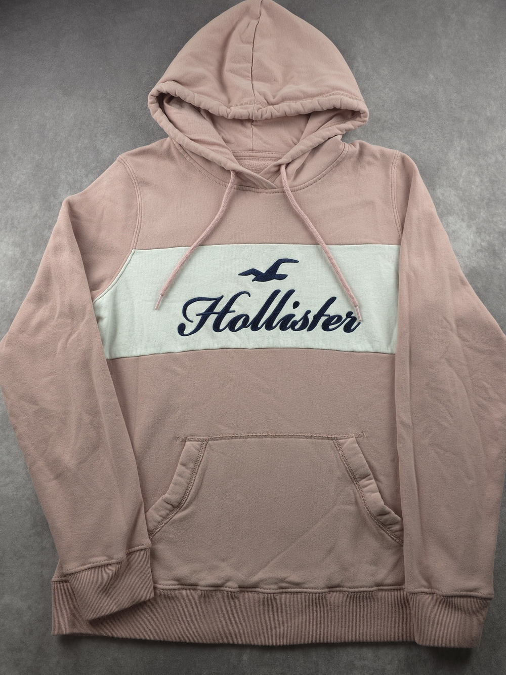 Hollister Women’s Large Pink Colorblock Logo Hoodie Y2K Pullover